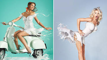 Впечатляющие фотографии моделей, одетых в платья из молочных брызг